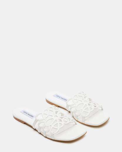LOTUS White Leather Square-Toe Slide Women's Sandal - Steve Madden