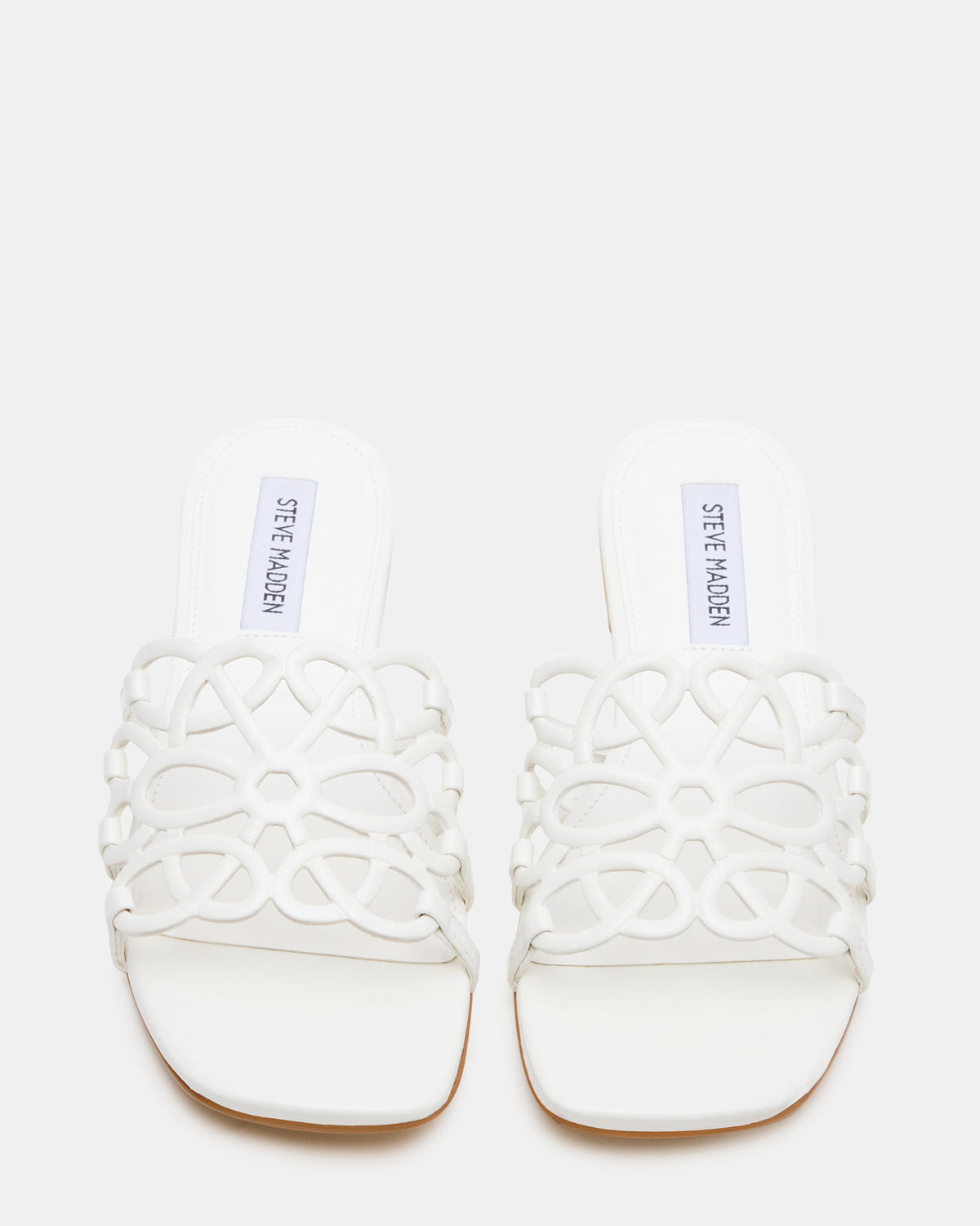 LOTUS White Leather Square-Toe Slide Women's Sandal - Steve Madden