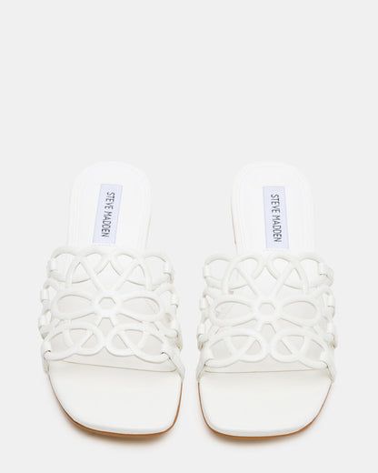 LOTUS White Leather Square-Toe Slide Women's Sandal - Steve Madden