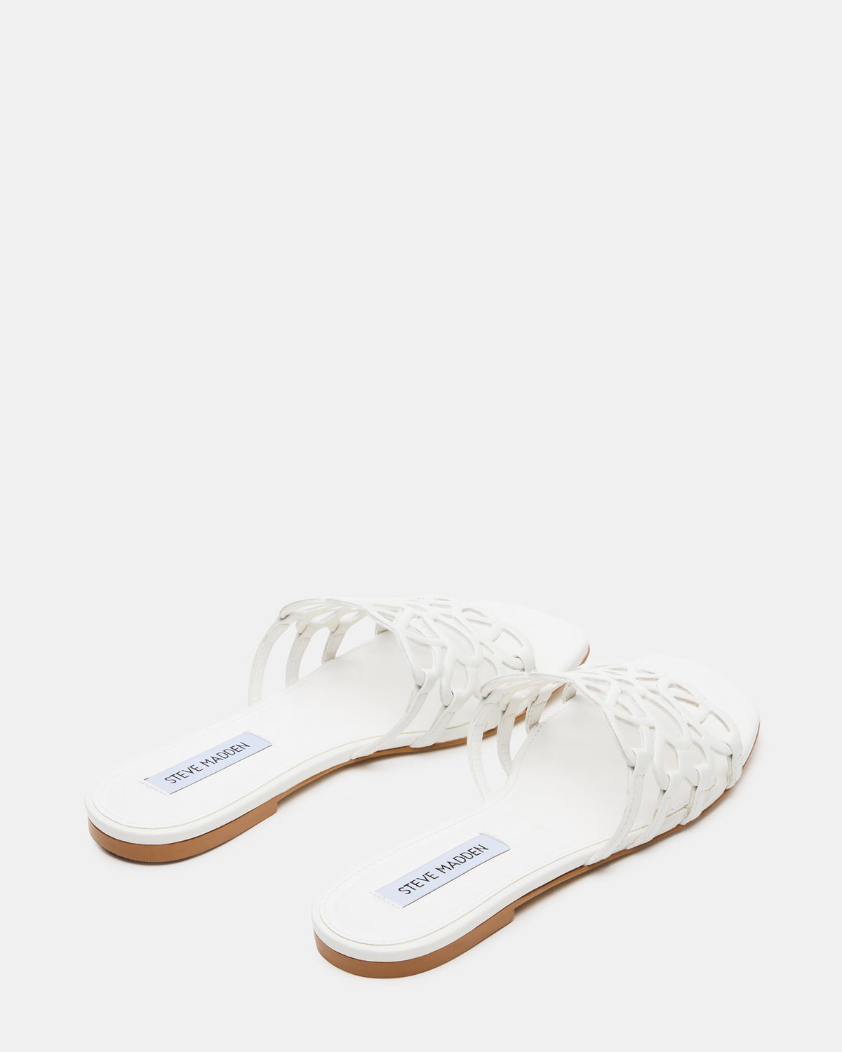 LOTUS White Leather Square-Toe Slide Women's Sandal - Steve Madden