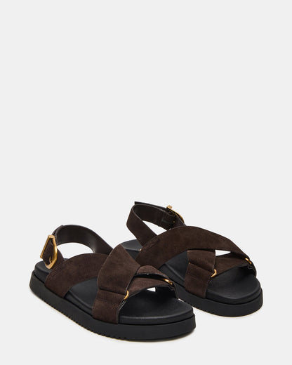 DONELLI Brown Suede Strappy Footbed Women's Sandal - Steve Madden