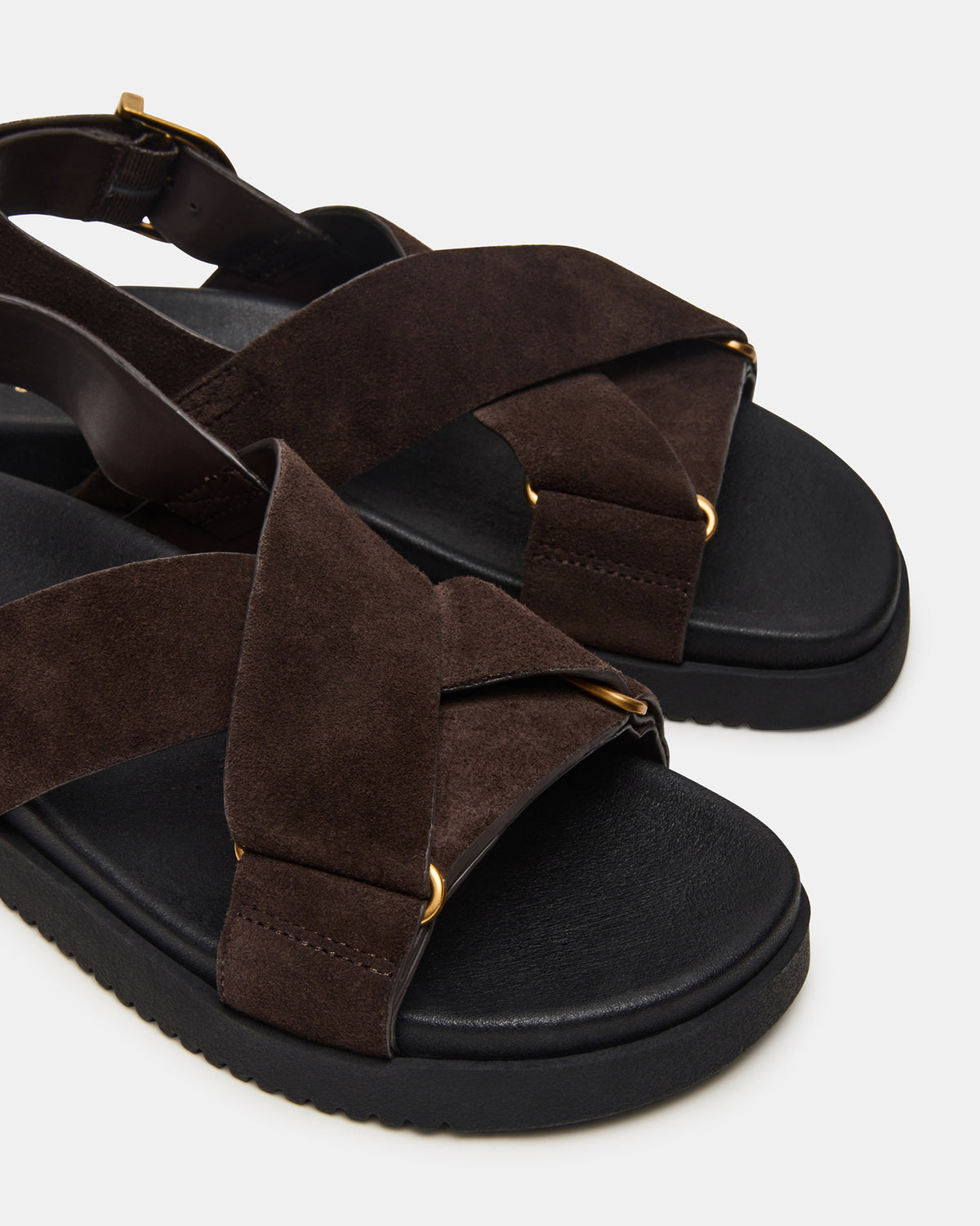 DONELLI Brown Suede Strappy Footbed Women's Sandal - Steve Madden
