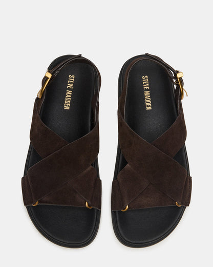 DONELLI Brown Suede Strappy Footbed Women's Sandal - Steve Madden