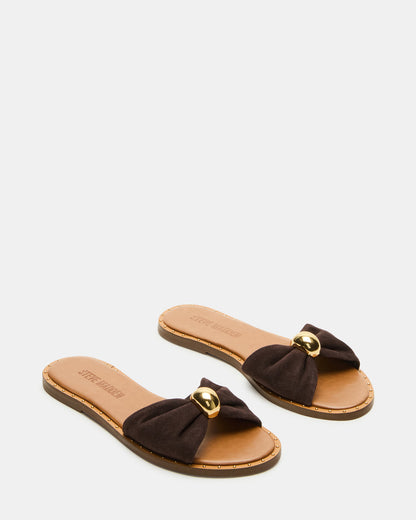DIPSY Brown Suede Slide Rounded Toe Women's Sandal - Steve Madden