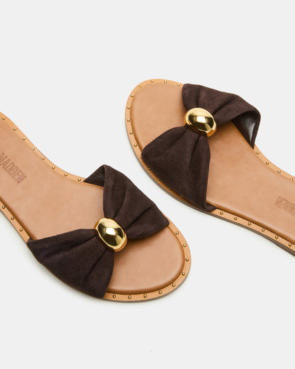 DIPSY Brown Suede Slide Rounded Toe Women's Sandal - Steve Madden