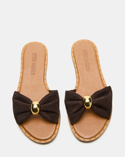 DIPSY Brown Suede Slide Rounded Toe Women's Sandal - Steve Madden