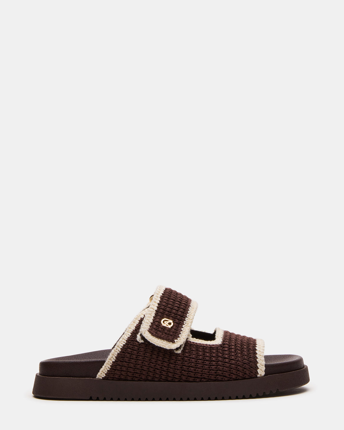MAYSIE Brown Multi Woven Flatform Footbed Slide Women's Sandal - Steve Madden