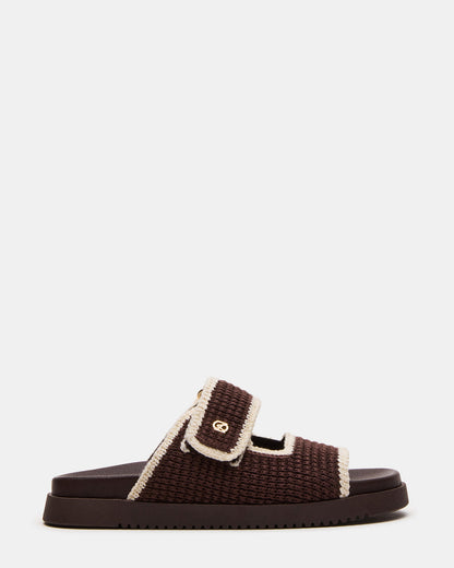 MAYSIE Brown Multi Woven Flatform Footbed Slide Women's Sandal - Steve Madden