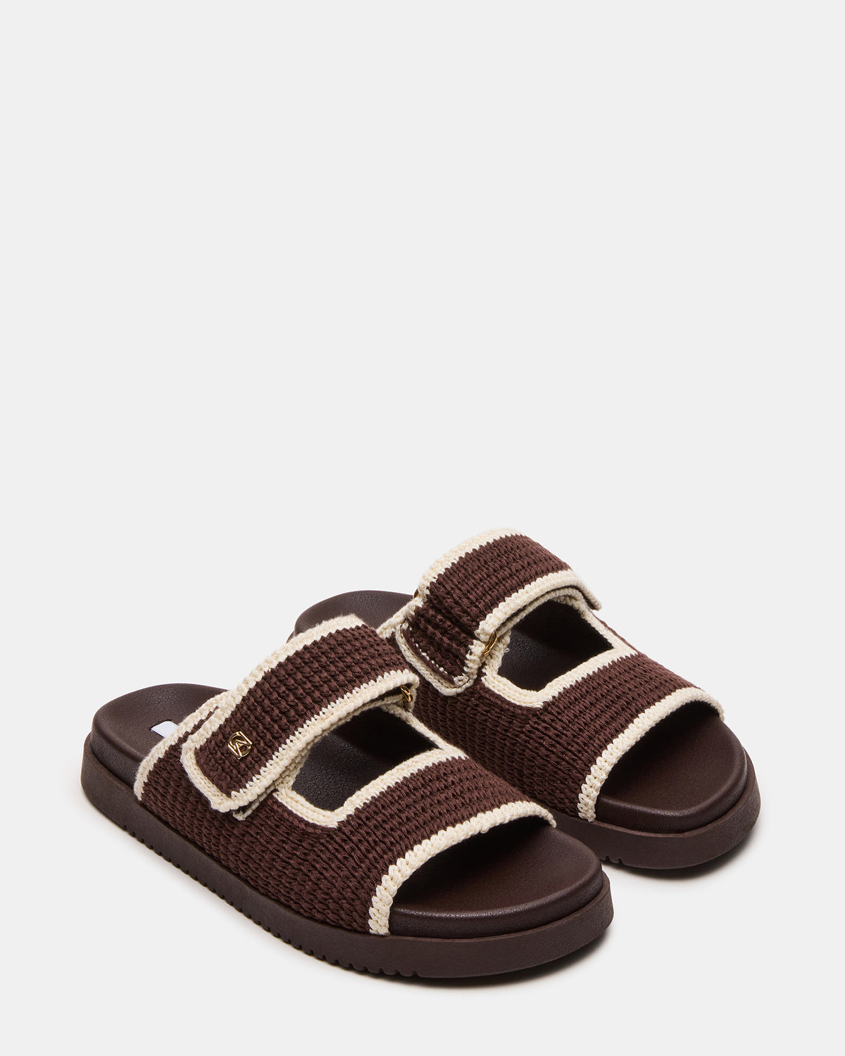 MAYSIE Brown Multi Woven Flatform Footbed Slide Women's Sandal - Steve Madden