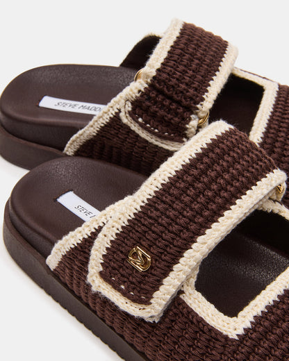 MAYSIE Brown Multi Woven Flatform Footbed Slide Women's Sandal - Steve Madden