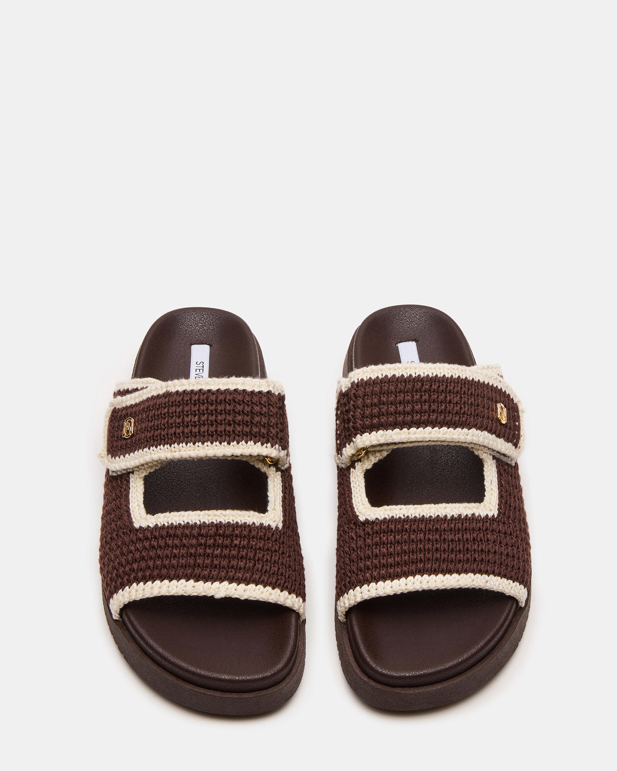MAYSIE Brown Multi Woven Flatform Footbed Slide Women's Sandal - Steve Madden