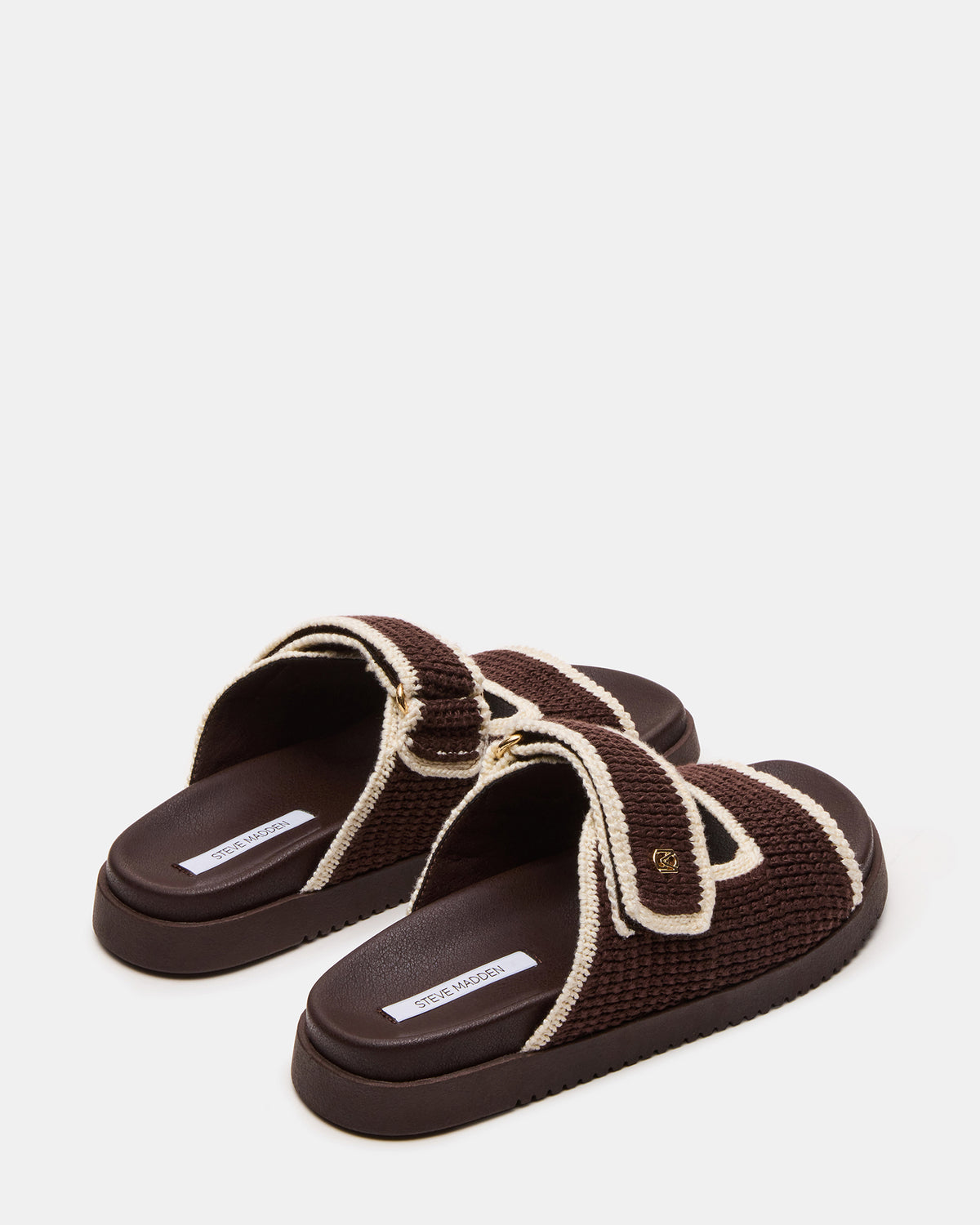 MAYSIE Brown Multi Woven Flatform Footbed Slide Women's Sandal - Steve Madden