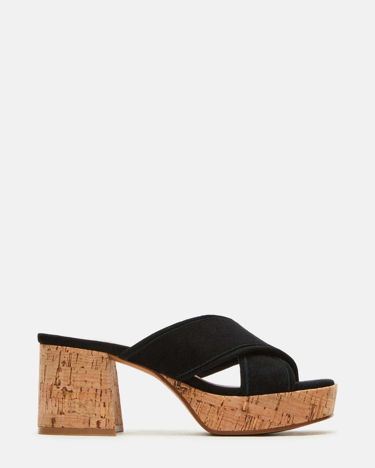 MARSDEN Black Suede Women's Platform Square-Toe Mule Sandal - Steve Madden
