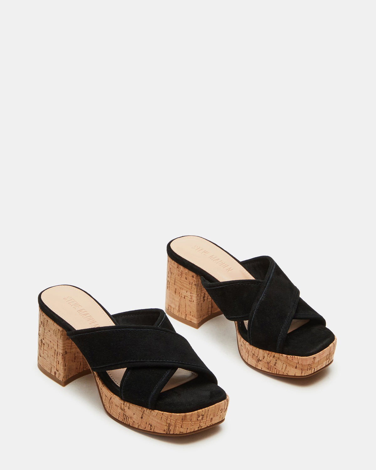 MARSDEN Black Suede Women's Platform Square-Toe Mule Sandal - Steve Madden