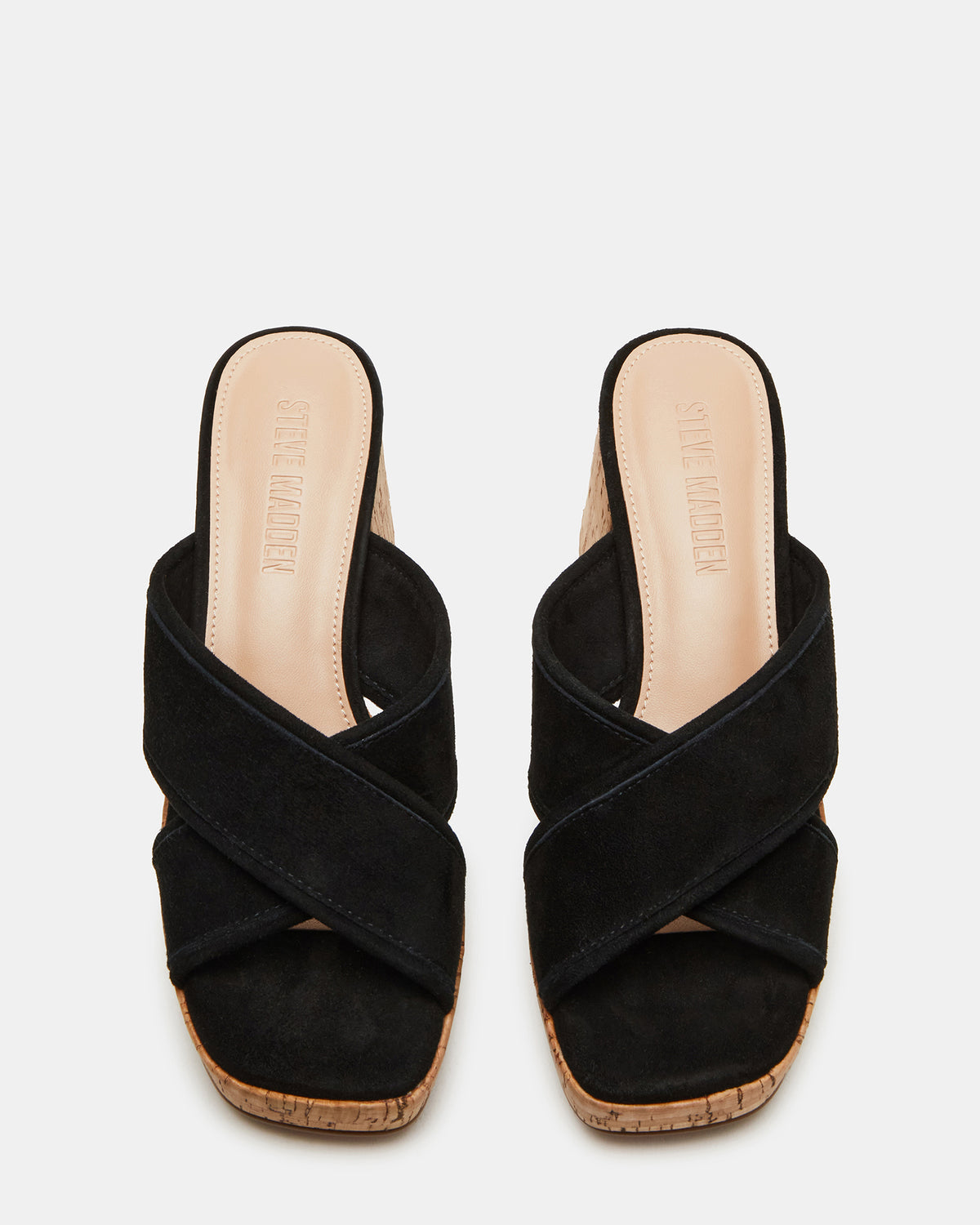 MARSDEN Black Suede Women's Platform Square-Toe Mule Sandal - Steve Madden