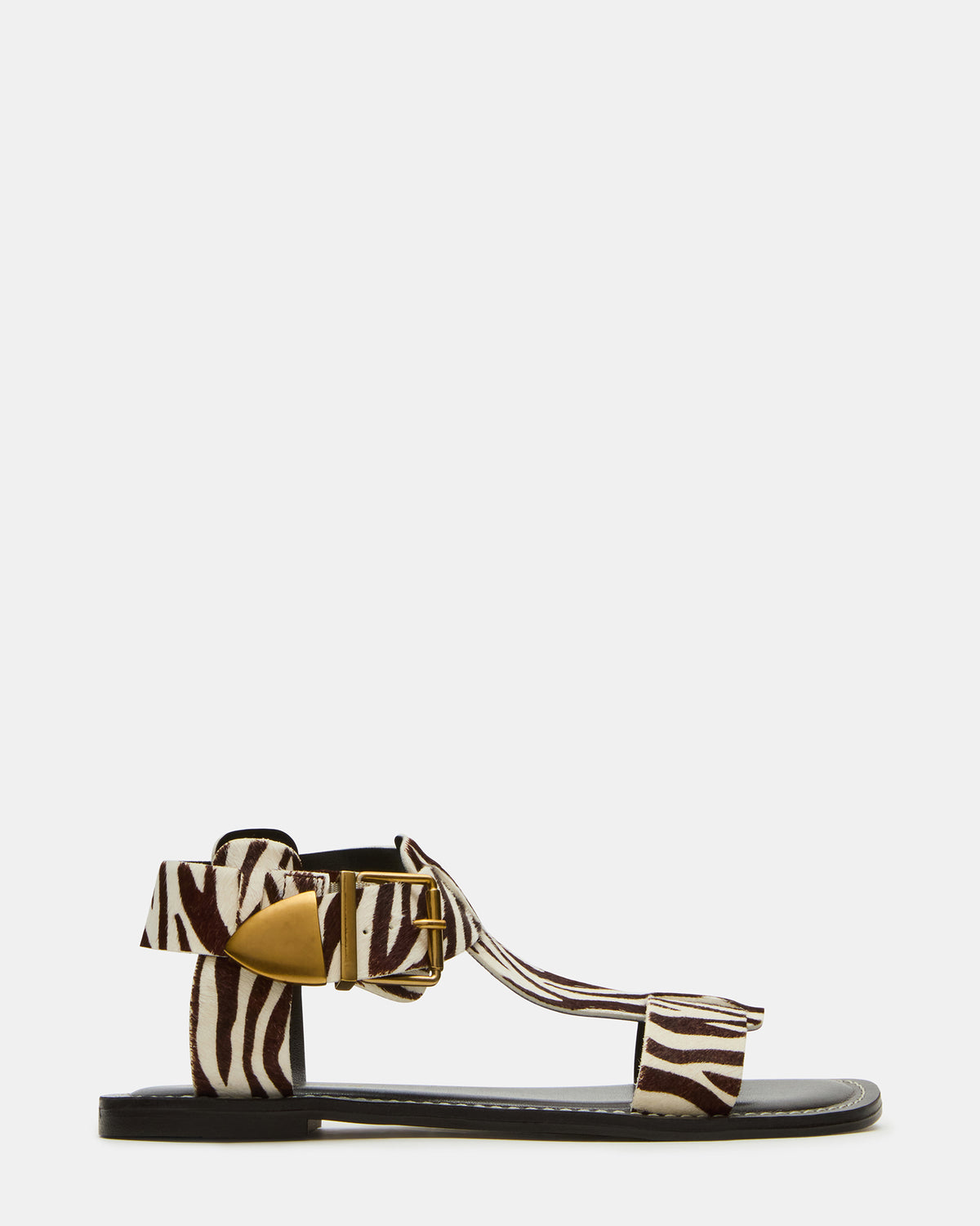 BRAZINN Zebra Strappy Flat Sandal Women's Sandal - Steve Madden