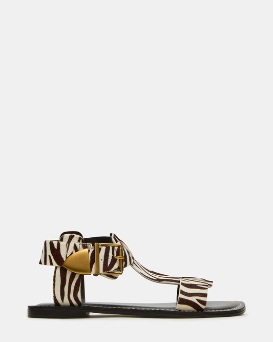 BRAZINN Zebra Strappy Flat Sandal Women's Sandal - Steve Madden