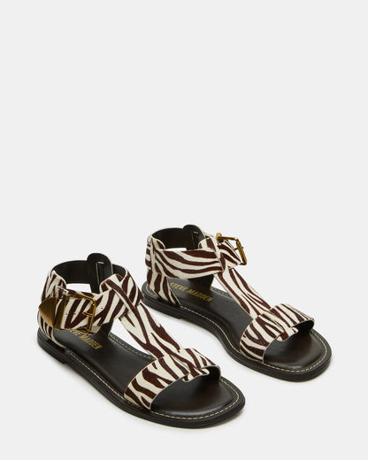 BRAZINN Zebra Strappy Flat Sandal Women's Sandal - Steve Madden