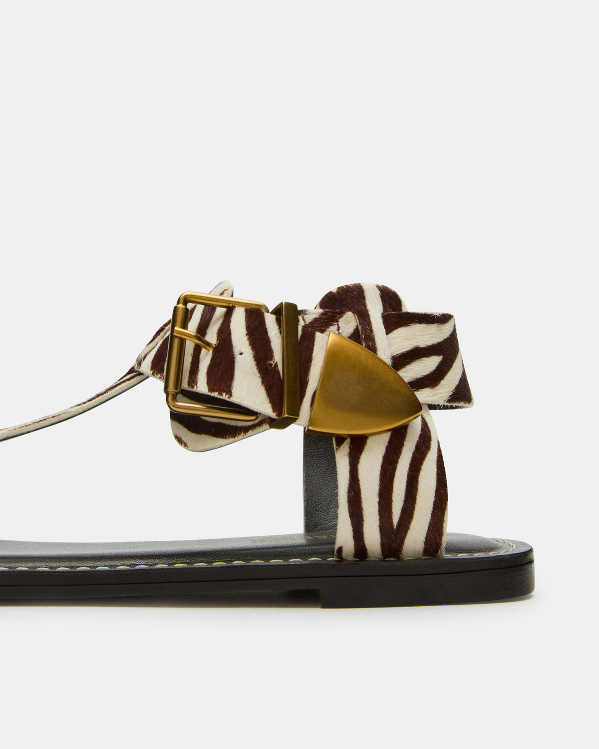 BRAZINN Zebra Strappy Flat Sandal Women's Sandal - Steve Madden