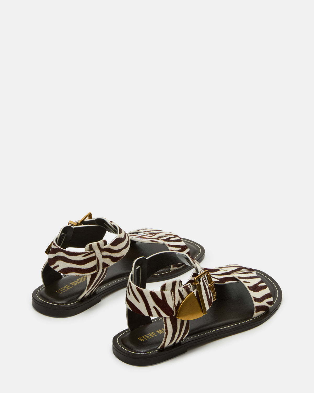 BRAZINN Zebra Strappy Flat Sandal Women's Sandal - Steve Madden
