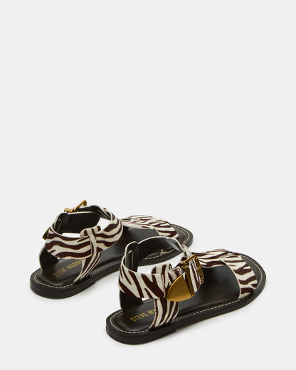 BRAZINN Zebra Strappy Flat Sandal Women's Sandal - Steve Madden
