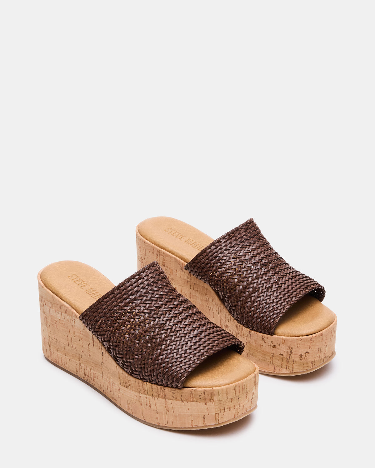 COASTAL Brown Raffia Platform Wedge Mule Women's Sandal - Steve Madden