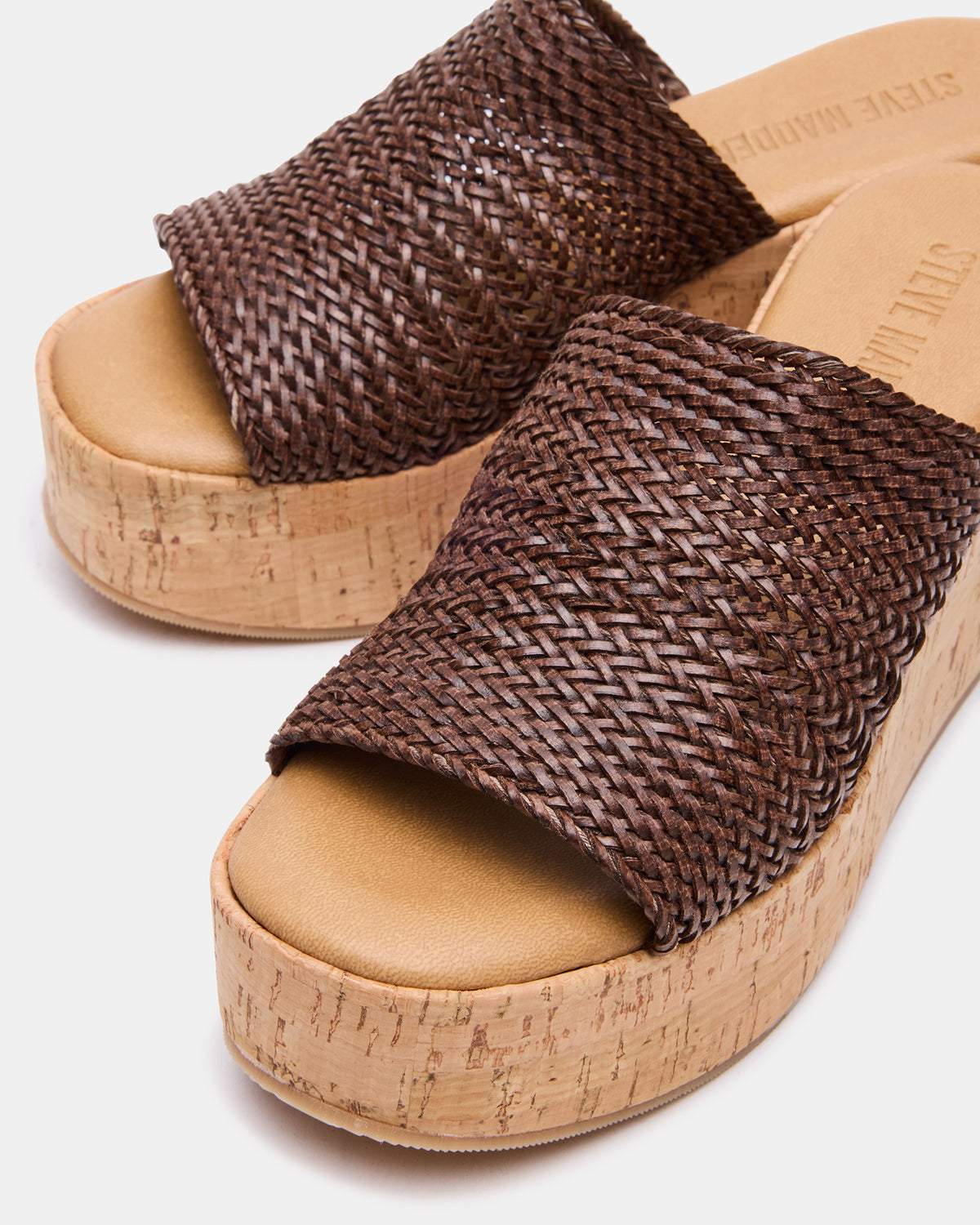 COASTAL Brown Raffia Platform Wedge Mule Women's Sandal - Steve Madden