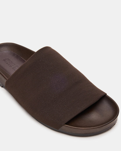 SANSA Brown Flatform Footbed Slide Women's Sandal - Steve Madden