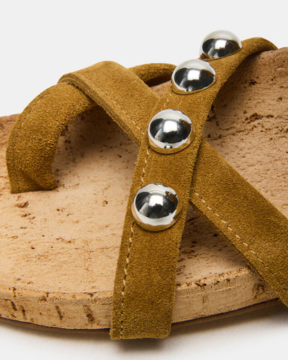 KELSO Olive Suede Flatform Strappy Studded Women's Sandal - Steve Madden