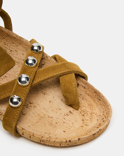 KELSO Olive Suede Flatform Strappy Studded Women's Sandal - Steve Madden