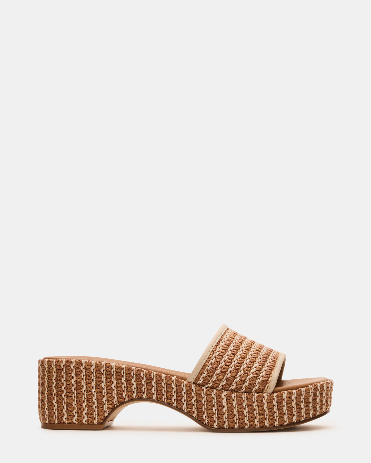 COSIMA Natural Platform Raffia Slide Women's Sandal - Steve Madden