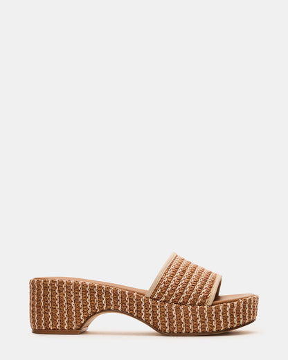 COSIMA Natural Platform Raffia Slide Women's Sandal - Steve Madden