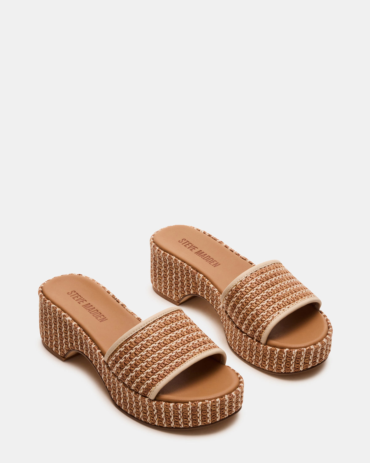 COSIMA Natural Platform Raffia Slide Women's Sandal - Steve Madden