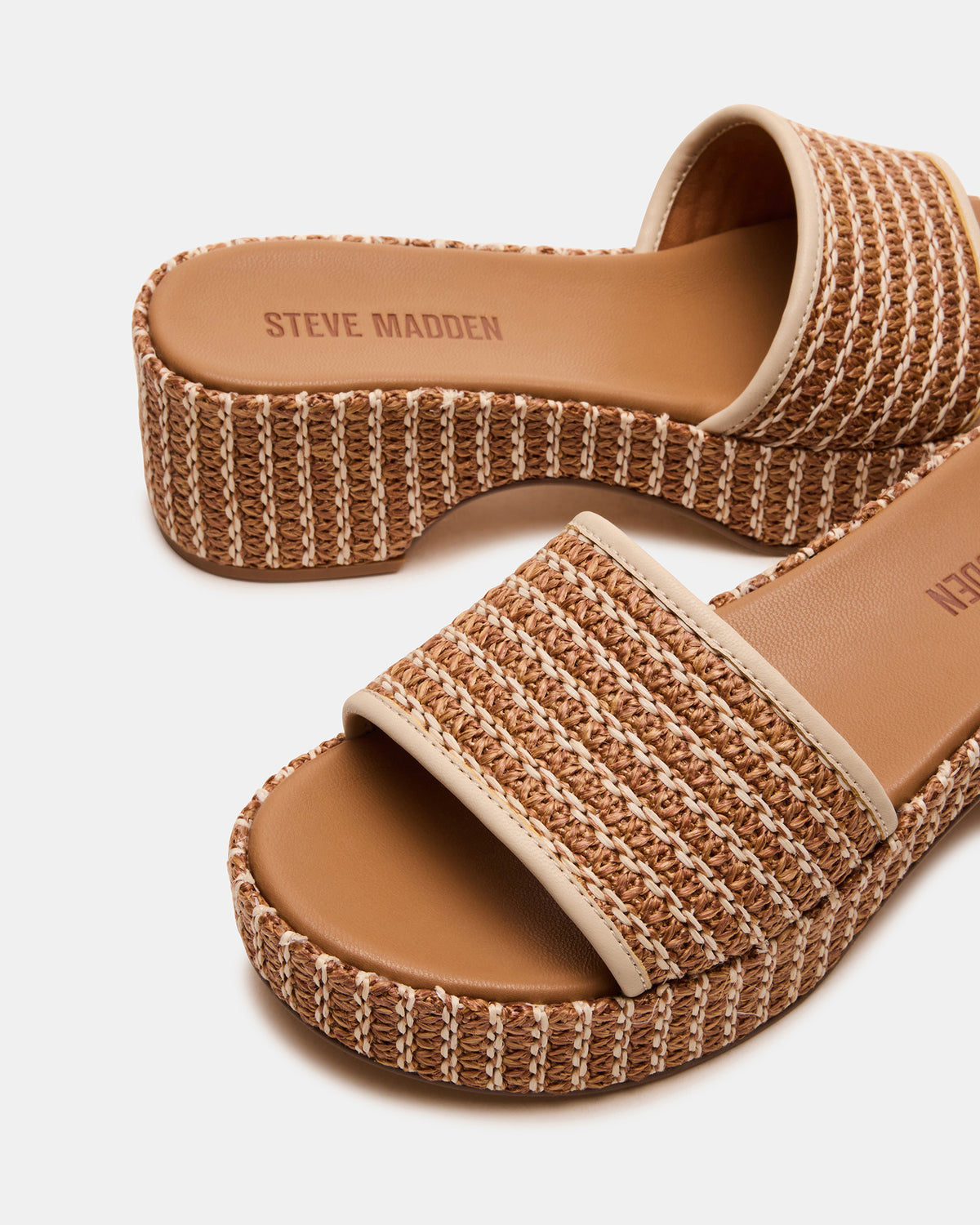 COSIMA Natural Platform Raffia Slide Women's Sandal - Steve Madden