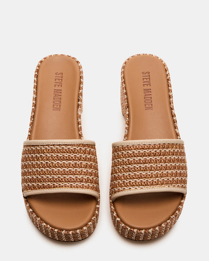 COSIMA Natural Platform Raffia Slide Women's Sandal - Steve Madden