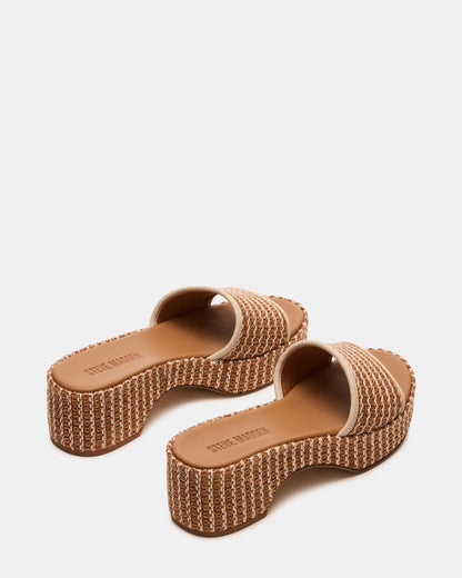 COSIMA Natural Platform Raffia Slide Women's Sandal - Steve Madden