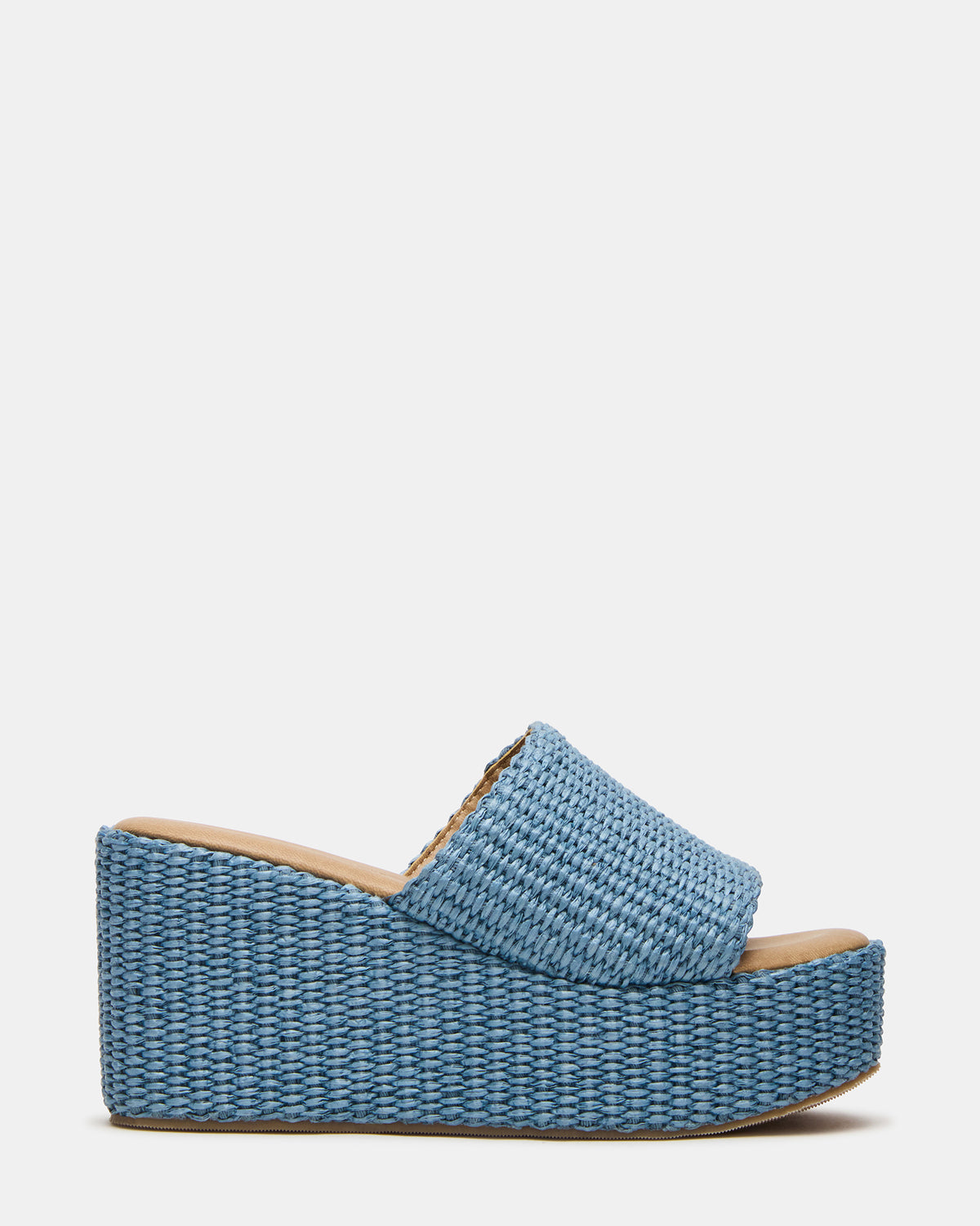 JETTY Blue Raffia Platform Wedge Women's Sandal - Steve Madden