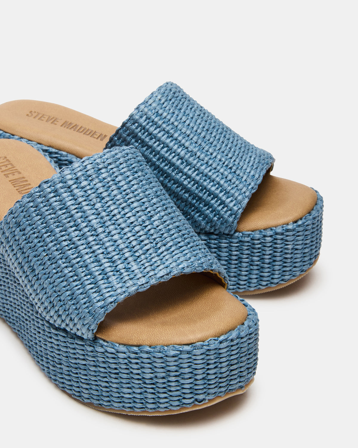 JETTY Blue Raffia Platform Wedge Women's Sandal - Steve Madden