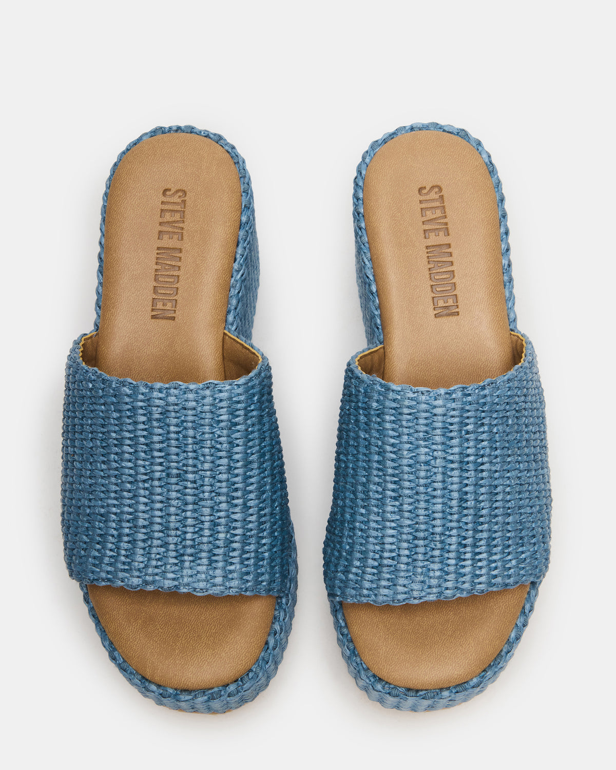 JETTY Blue Raffia Platform Wedge Women's Sandal - Steve Madden