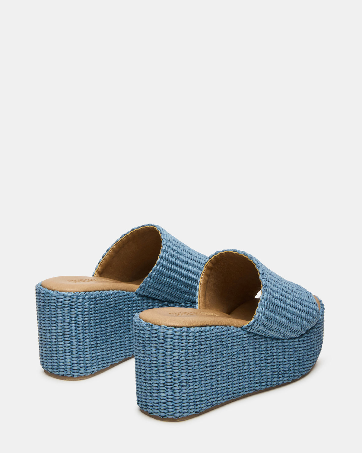 JETTY Blue Raffia Platform Wedge Women's Sandal - Steve Madden