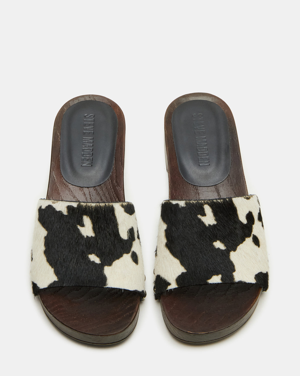 CENTO Black Cow Print Studded Slide Women's Sandal - Steve Madden