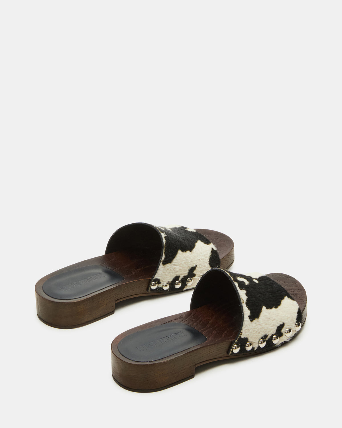 CENTO Black Cow Print Studded Slide Women's Sandal - Steve Madden