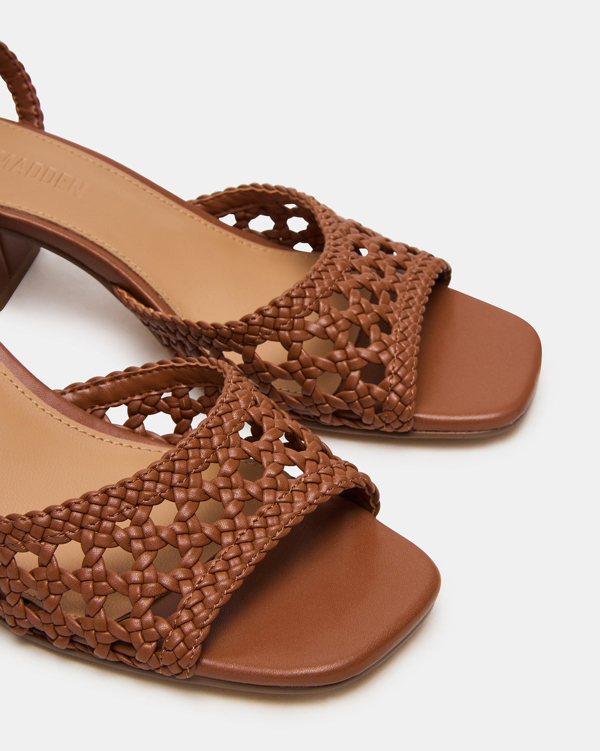 SOLEIL Tan Square-Toe Woven Women's Sandal - Steve Madden