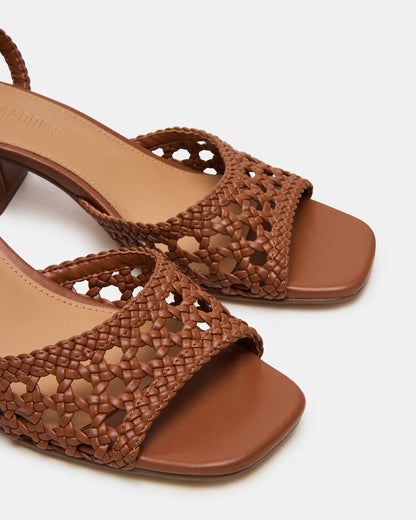 SOLEIL Tan Square-Toe Woven Women's Sandal - Steve Madden