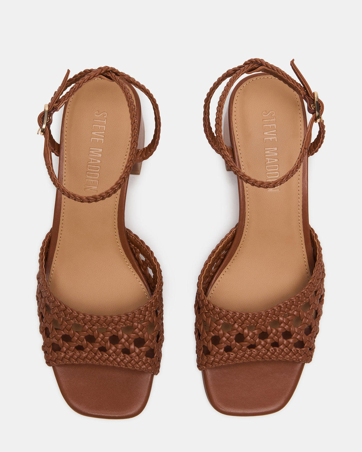 SOLEIL Tan Square-Toe Woven Women's Sandal - Steve Madden