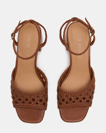 SOLEIL Tan Square-Toe Woven Women's Sandal - Steve Madden