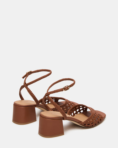 SOLEIL Tan Square-Toe Woven Women's Sandal - Steve Madden