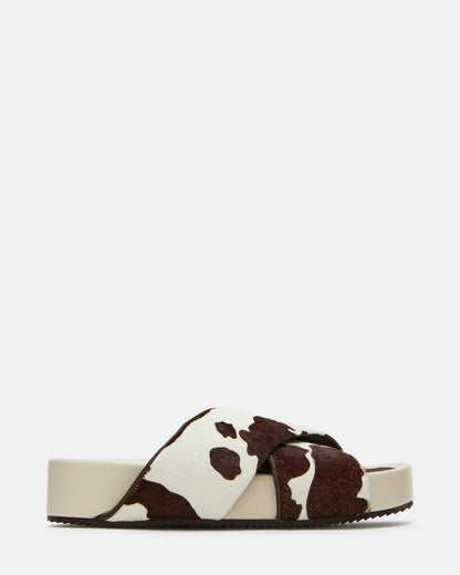 AVENDRA Brown Cow Print Flatform Slide Women's Sandal - Steve Madden