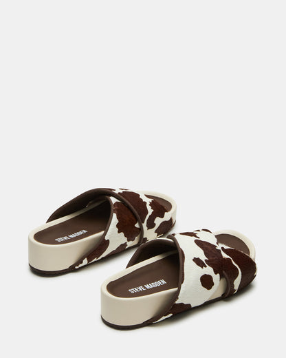 AVENDRA Brown Cow Print Flatform Slide Women's Sandal - Steve Madden