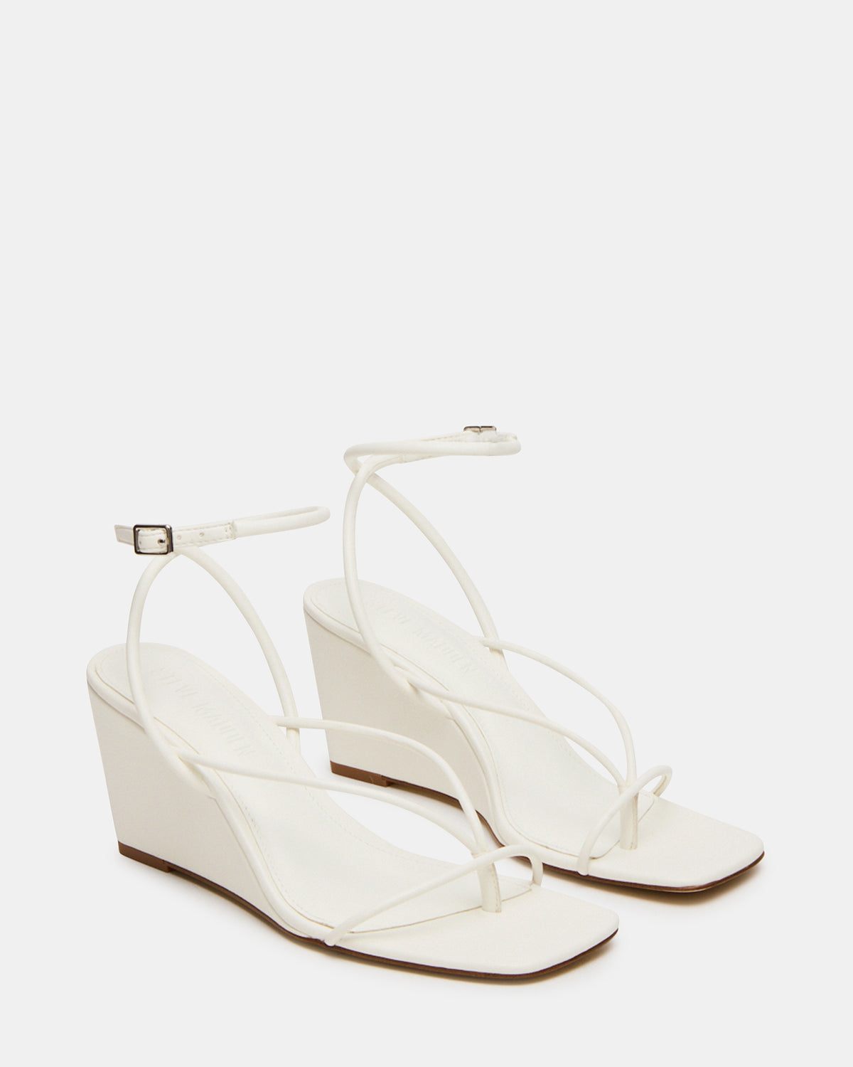 APPA White Square-Toe Strappy Wedge Women's Sandal - Steve Madden